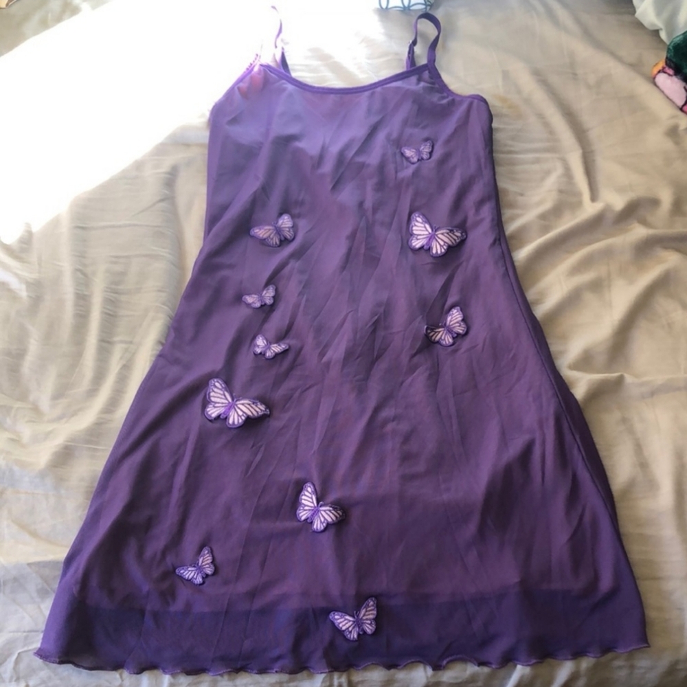 🦋 Dolls Kill × Horoscopez Purple 3D Butterfly Applique Dress (L)🦋 EUC! Worn 1×